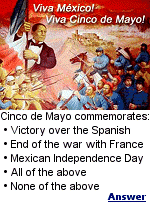 Cinco De Mayo celebrates the victory of the Mexican militia over the French army at The Battle Of Puebla in 1862. But, the French then sent 30,000 more troops and won the war.